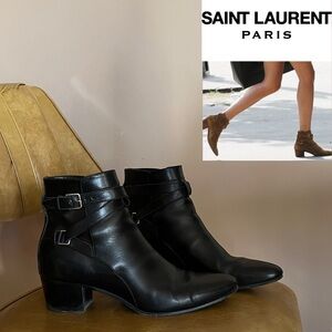 Saint Laurent Black Leather Jodhpur Ankle Boots